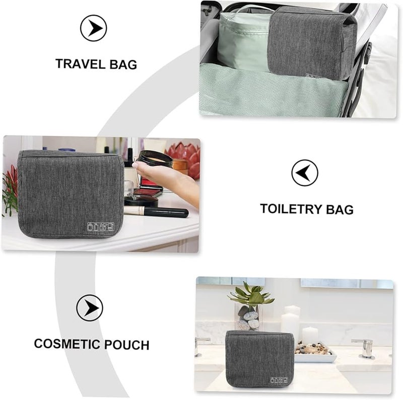 Large Capacity Travel Toiletry Bag For Women Portable Cosmetic Organizer Grey - Image 3